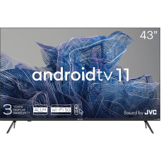 Kivi 43', UHD, Android TV 11, Black, 3840x2160, 60 Hz, Sound by JVC, 2x12W, 53 kWh/1000h , BT5.1, HDMI ports 4, 24 months