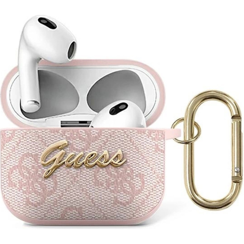 Guess GUA34GSMP AirPods 3 cover różowy/pink 4G Script Metal Collection