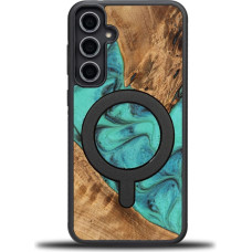 Bewood Unique MagSafe Turquoise wood and resin case for Samsung Galaxy S23 FE - turquoise and black