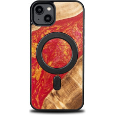 Bewood Unique MagSafe Paris Wood and Resin Case for iPhone 15 Plus - Red and Gold