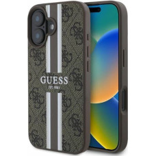 Guess 4G Printed Stripes MagSafe iPhone 16 Case - Brown