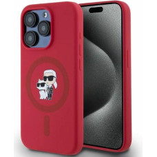 Karl Lagerfeld Silicone Karl&Choupette Heads Ring MagSafe Case for iPhone 15 Pro - Red