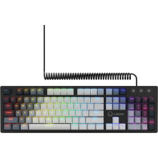 Lorgar Azar 514, Wired mechanical gaming keyboard, RGB backlight, 1680000 colour variations, 18 modes, keys number: 104, 50M clicks, linear dream switches, spring cable up to 3.4m, ABS plastic+metal, magnetic cover, 450*136*39mm, 1.17kg, white, EN layout