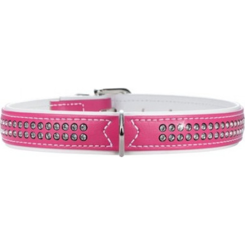 Hunter Collar Modern Art Deluxe 35 nickel Faux Leather pink/white