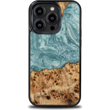 Bewood Unique Uranus Wood and Resin iPhone 14 Pro Case - Blue and White