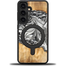 Bewood Unique MagSafe Earth Element Wood and Resin Case for Samsung Galaxy S24 - Black and White