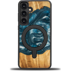 Bewood Unique MagSafe Air Element case made of wood and resin for Samsung Galaxy S24+ - blue and white