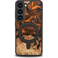 Bewood Unique MagSafe Orange wood and resin case for Samsung Galaxy S23 - orange and black