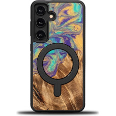 Bewood Unique MagSafe Mercury wood and resin case for Samsung Galaxy A55 5G - purple and gold