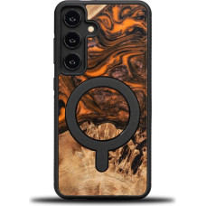 Bewood Unique MagSafe Orange wood and resin case for Samsung Galaxy A55 5G - orange and black