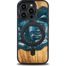 Bewood Unique MagSafe Air Element Wood and Resin Case for iPhone 15 Pro - Blue and White