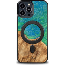 Bewood Unique MagSafe Tokyo Wood and Resin Case for iPhone 13 Pro Max - Green and Blue