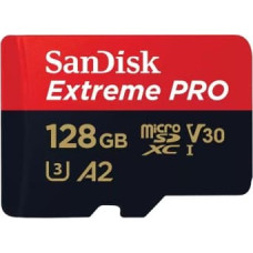 Sandisk Extreme PRO microSDXC 128GB + SD Adapter + 2 years RescuePRO Deluxe up to 200MB/s & 90MB/s Read/Write speeds A2 C10 V30 UHS-I U3, EAN: 619659188528