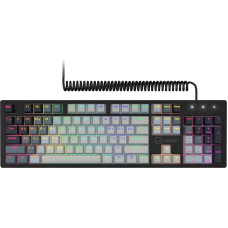 Lorgar Azar 514, Wired mechanical gaming keyboard, RGB backlight, 1680000 colour variations, 18 modes, keys number: 104, 50M clicks, linear dream switches, spring cable up to 3.4m, ABS plastic+metal, magnetic cover, 450*136*39mm, 1.17kg, white, EN+RU layo