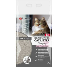 Flamingo Cat Litter Baby Powder 7 kg - Kanādas cementējošās smiltis