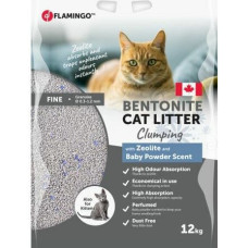 Flamingo CAT LITTER BENTONITE WITH BABY POWDER & ZEOLITE FINE GRAINS CLUMPING 12 kg