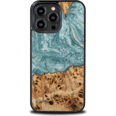 Bewood Wood and Resin iPhone 14 Pro Max Bewood Unique Uranus Case - Blue and White