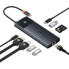 Baseus HUB 10in1 Baseus Metal Gleam Series USB-C to USB-C PD / USB-C / 3x USB-A / 2x HDMI / RJ-45 / SD / TF - black