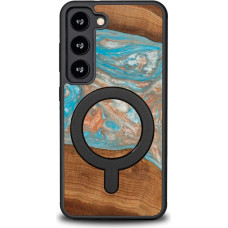 Bewood Unique MagSafe Saturn wood and resin case for Samsung Galaxy S23 - blue and red