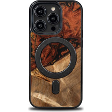 Bewood Unique MagSafe Fire Element Wood and Resin Case for iPhone 15 Pro - Black and Gold