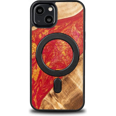 Bewood Unique MagSafe Paris Wood and Resin iPhone 13 Case - Red and Gold