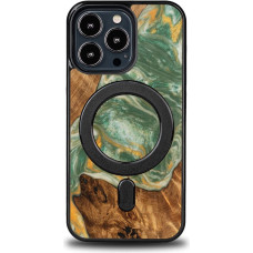 Bewood Unique MagSafe Water Element Wood and Resin Case for iPhone 13 Pro - Green and White