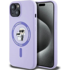 Karl Lagerfeld Silicone Karl&Choupette Heads Ring MagSafe iPhone 15 Case - Purple