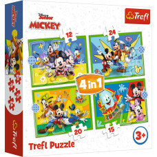 Trefl MICKEY MOUSE Pužļu komplekts 4 in1, 12+15+20+24 gab.