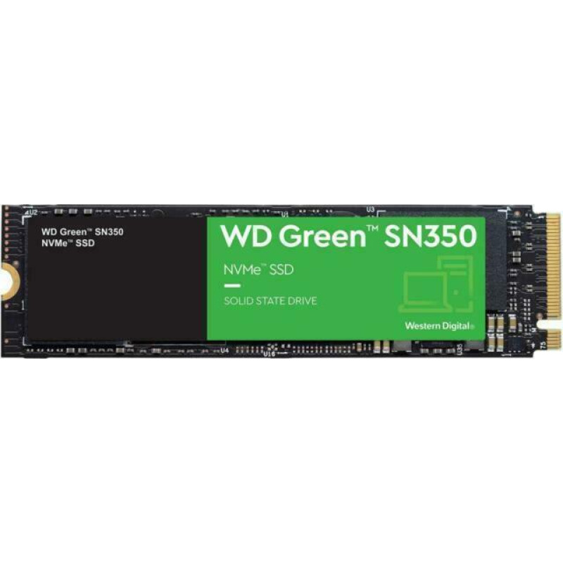 Western Digital SSD|WESTERN DIGITAL|Green SN350|500GB|M.2|PCIe Gen3|NVMe|TLC|Write speed 1500 MBytes/sec|Read speed 2400 MBytes/sec|2.38mm|TBW 60 TB|MTBF 1000000 hours|WDS500G2G0C