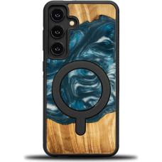 Bewood Unique MagSafe Air Element case made of wood and resin for Samsung Galaxy S24 - blue and white