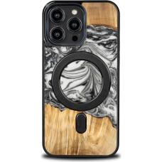 Bewood Unique MagSafe Earth Element Wood and Resin Case for iPhone 15 Pro Max - Black and White