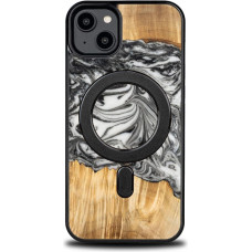 Bewood Unique MagSafe Earth Element Wood and Resin Case for iPhone 14 Plus - Black and White