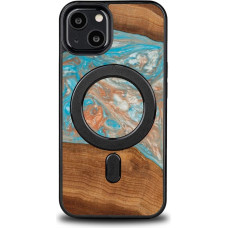 Bewood Unique MagSafe Saturn Wood and Resin iPhone 13 Case - Blue and Red