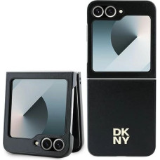 Dkny Leather Metal Stack Logo Case for Samsung Galaxy Z Flip 6 - Black