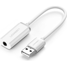 Ugreen US206 30712 USB-A (male) / 3.5 mm mini jack (female) adapter - white