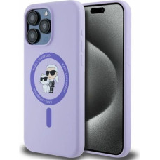 Karl Lagerfeld Silicone Karl&Choupette Heads Ring MagSafe Case for iPhone 15 Pro Max - Purple