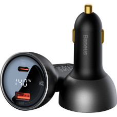 Baseus Digital Display Fast Car Charger USB-A / USB-C PD3.1 140W black + USB-C cable Baseus Superior Series 5A 240W 1m black (CGZX070001)