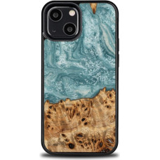 Bewood Wood and Resin Case for iPhone 13 Mini Bewood Unique Uranus - Blue and White