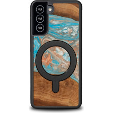 Bewood Unique MagSafe Saturn wood and resin case for Samsung Galaxy S21 FE - blue and red