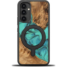 Bewood Unique MagSafe Turquoise wood and resin case for Samsung Galaxy A54 5G - turquoise and black