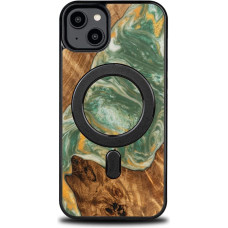 Bewood Unique MagSafe Water Element Wood and Resin Case for iPhone 14 Plus - Green and White