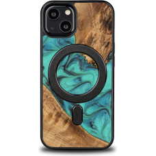 Bewood Unique MagSafe Turquoise Wood and Resin Case for iPhone 13 - Turquoise and Black