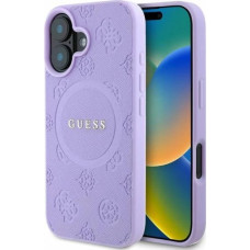 Guess Saffiano Peony Classic Logo MagSafe iPhone 16 Case - Purple