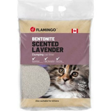 Flamingo CAT LITTER BENTONITE LAVENDER SCENT FINE 12KG cementējošās smiltis