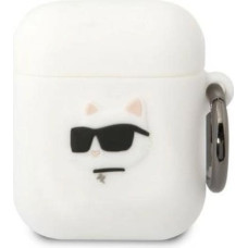 Karl Lagerfeld Apple  Airpods 1/2 3D Logo NFT Choupette Head Silicone Case White