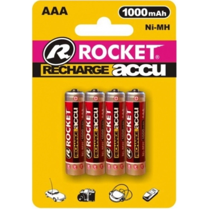 Rocket rechargeable HR03 1000mAh Blistera iepakojumā 4gb.