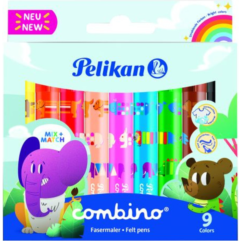 Pelikan Flomasteri Combino Super 9 krāsas 1mm (814553)