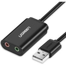 Ugreen external sound card music adapter USB - 3.5 mm mini jack 15cm black (30724)