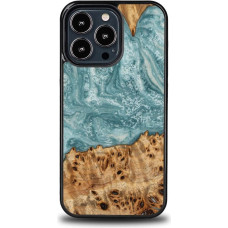 Bewood Unique Uranus Wood and Resin iPhone 13 Pro Case - Blue and White