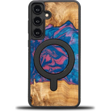 Bewood Unique MagSafe Vegas wood and resin case for Samsung Galaxy S24+ - pink and blue